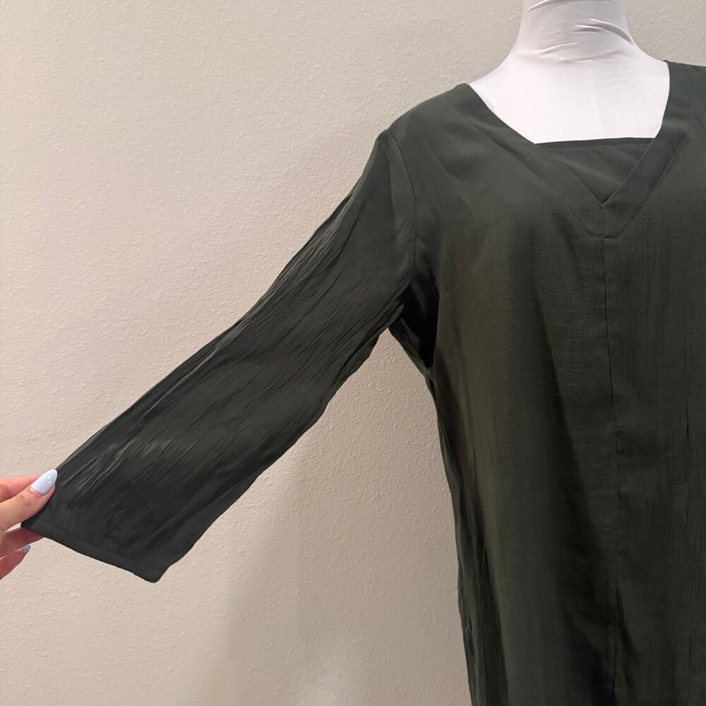 St. John’s Bay Green Tunic Top long Sleeve Lagenlook Boho Large Work Office - Picture 5 of 8